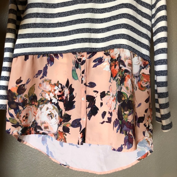 Anthropologie Postmark Striped/Floral Layered Top - Picture 6 of 7